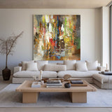 Colorful Abstract Wall Art, Rich Textured Canvas Art, Modern Large Acrylic Painting For Sale