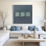 Blue minimalist painting Blue wall art 3d texture painting Blue Wabi-Sabi art Blue square wall art