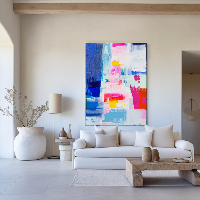 Large Colorful Abstract Wall Art Bright Acrylic Paintings Colorful Canvas Art