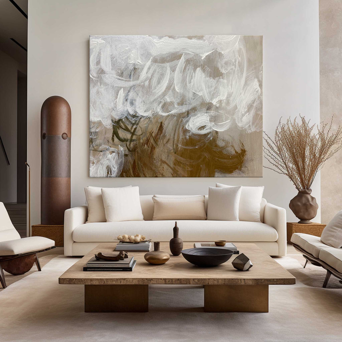 Modern Beige Abstract Wall Art Large Canvas Wall Art Abstract Acrylic Painting For Livingroom