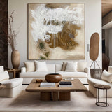 Beige Abstract Wall Art Acrylic Painting Modern Large Livingroom Canvas Wall Art For Sale