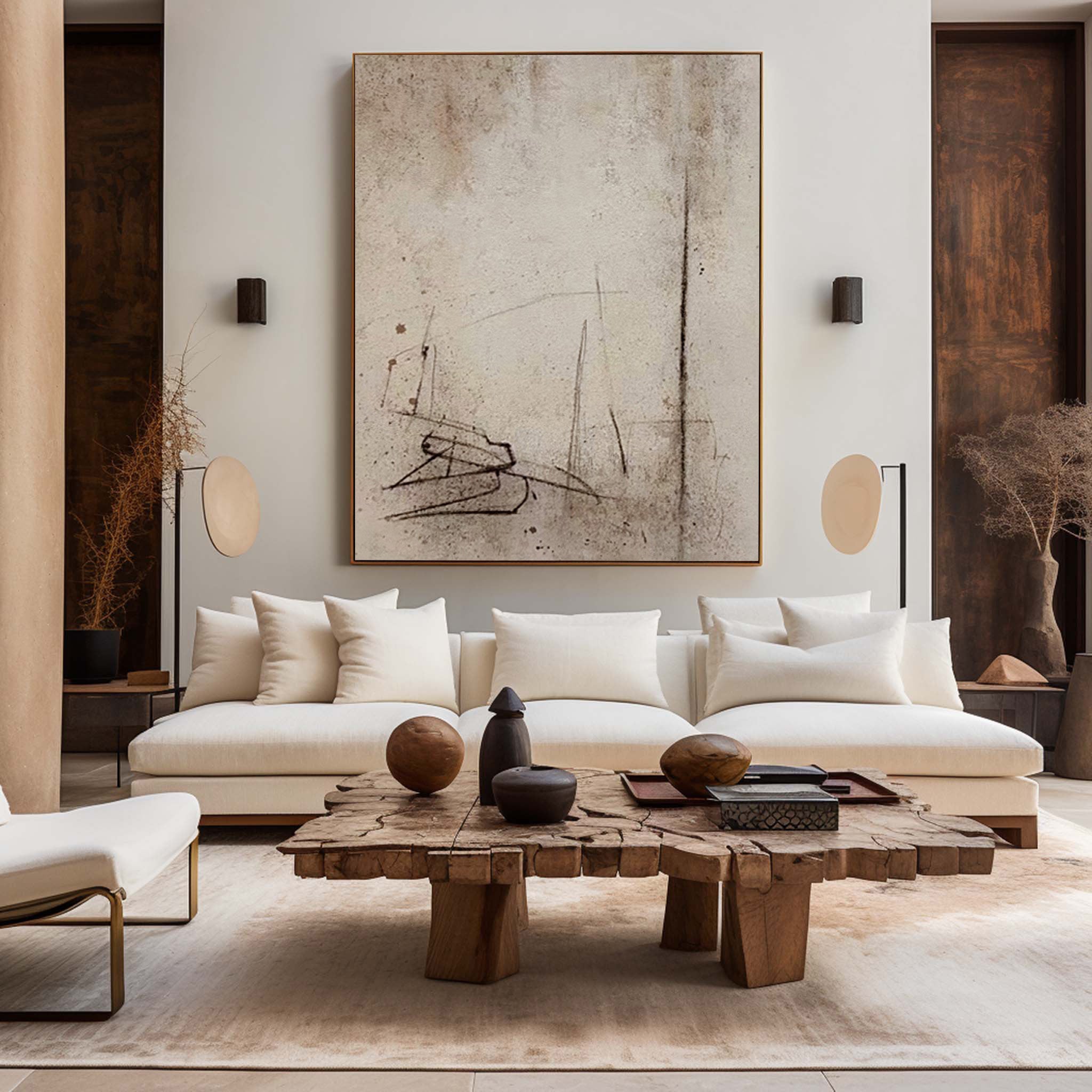 Modern Brown And Beige Abstract Canvas Wall Art Earth Tone Minimalist Art Minimalist Painting 