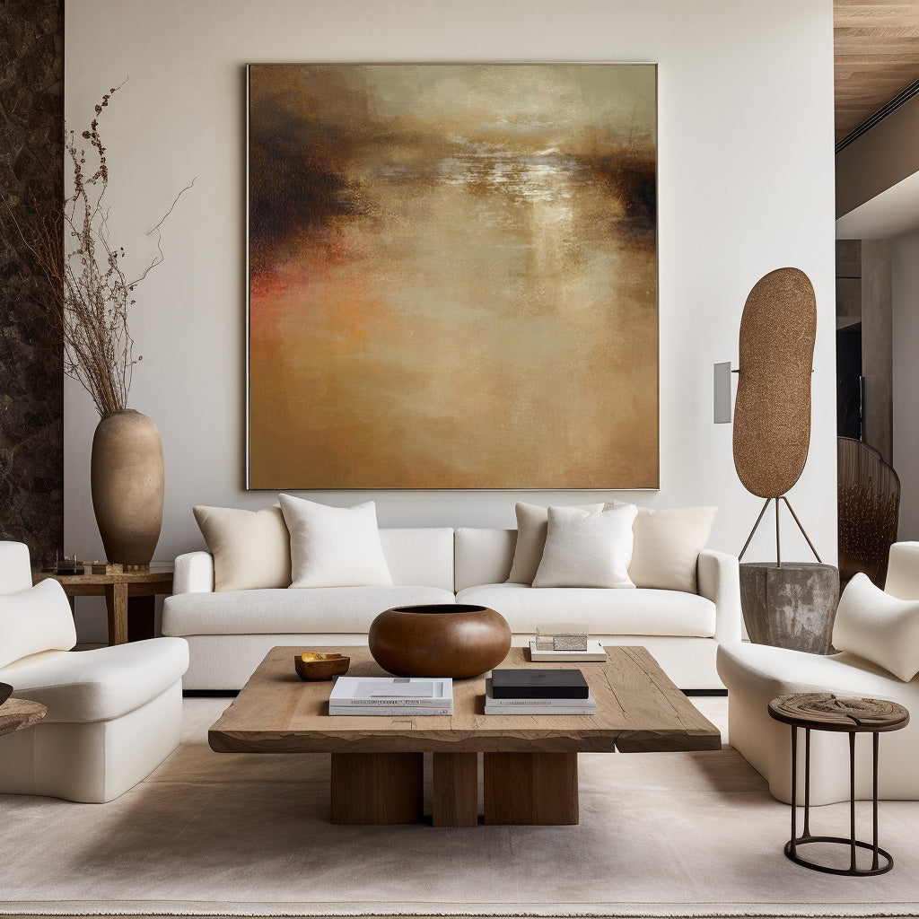 modern dark gold and brown abstract autumn scenery painting landscape oil painting on canvas abstract landscape art for living room