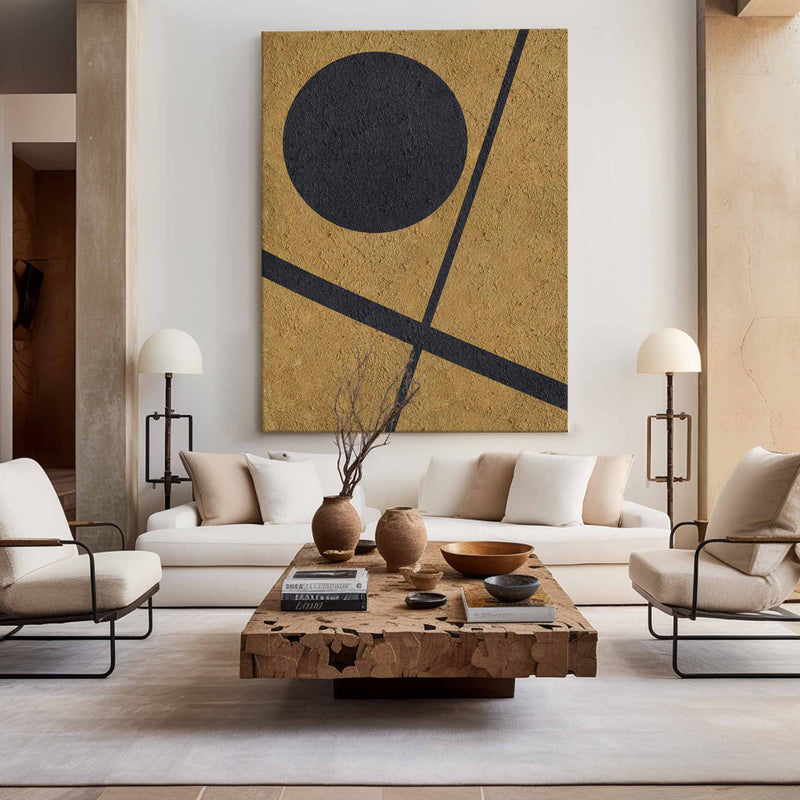 Modern Art Minimalist Painting Abstract Minimal Art Black And Gold Abstract 