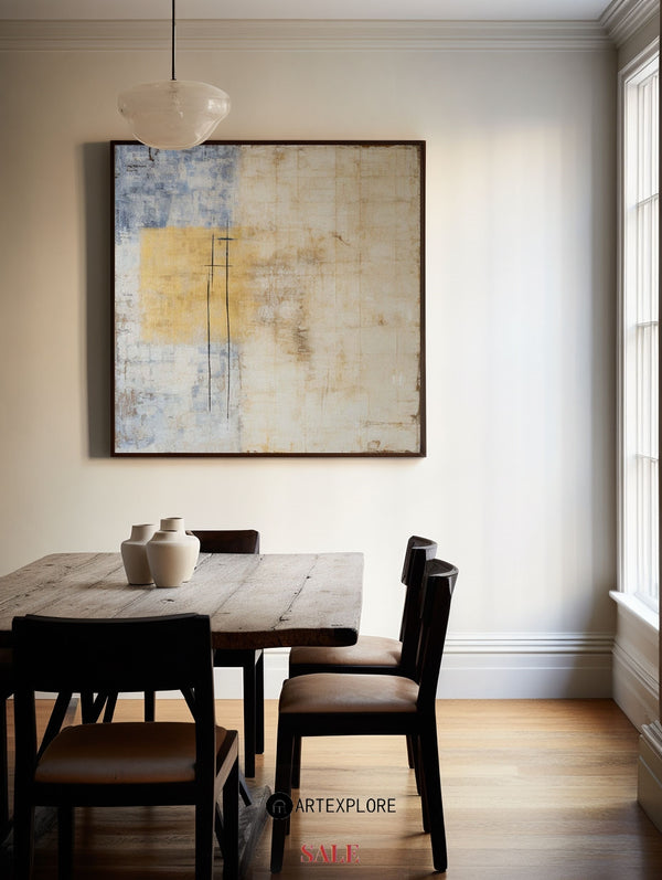 Wabi-sabi Dark Beige Painting Japandi Canvas Painting Interior Painting Large Abstract Wall Art