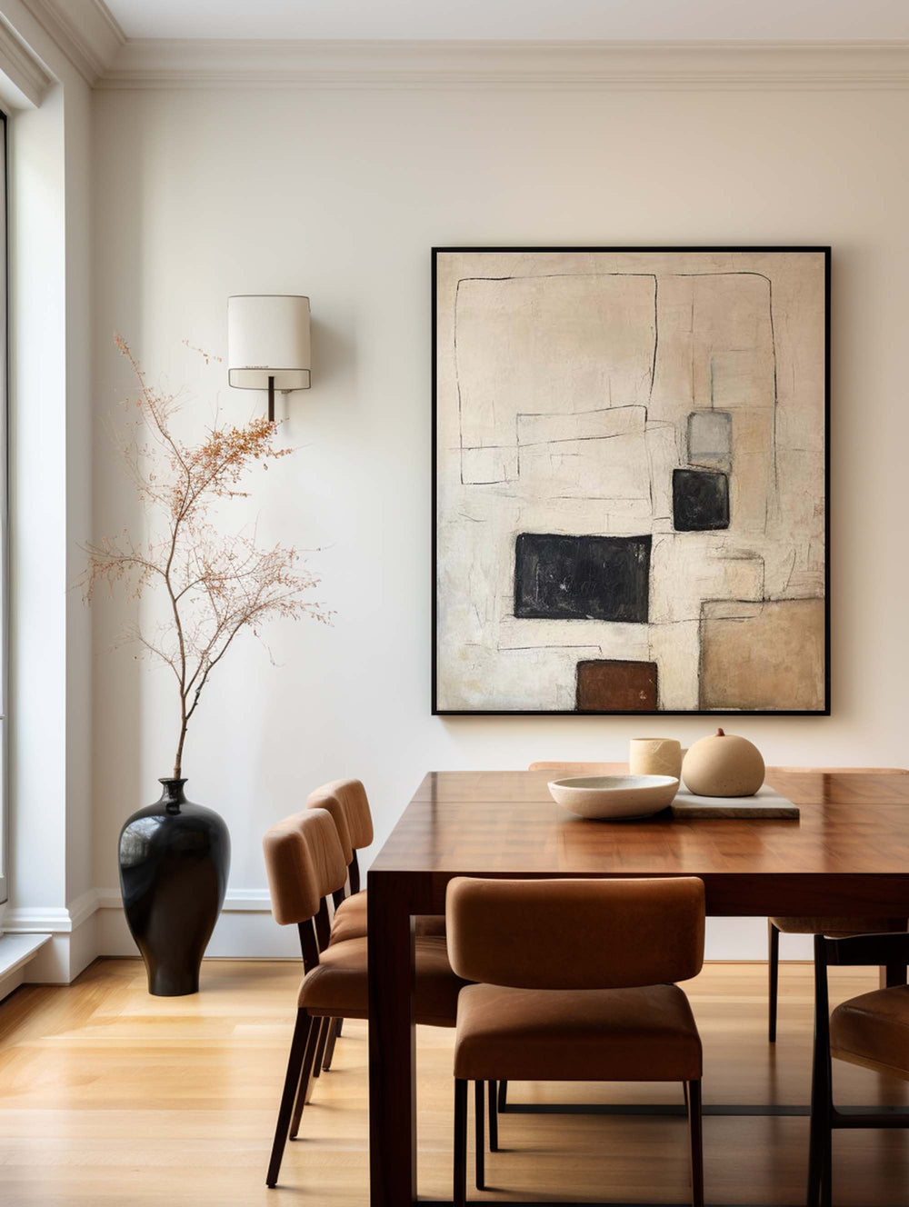 Modern Black And Beige Abstract Canvas Wall Art Earth Tone Minimalist Art Minimalist Painting 