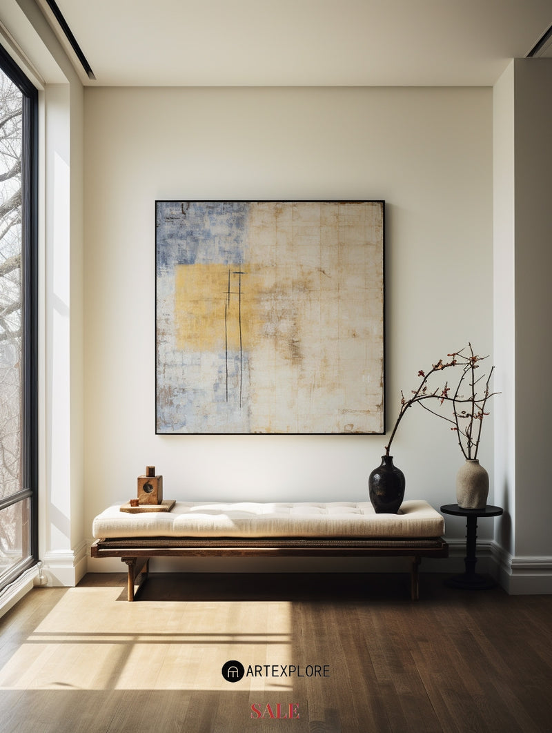 Wabi-sabi Dark Beige Painting Japandi Canvas Painting Interior Painting Large Abstract Wall Art