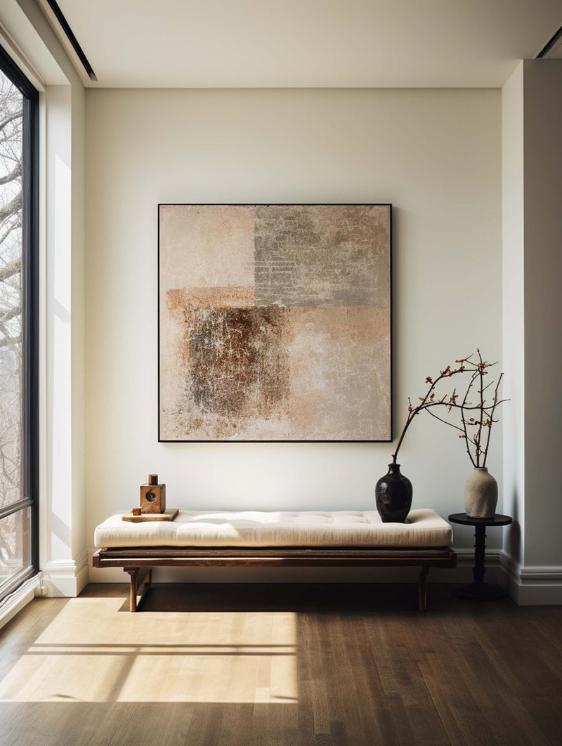 Brown And Natural Minimalist Abstract Art On Canvas Modern Painting Abstract Painting For livingroom