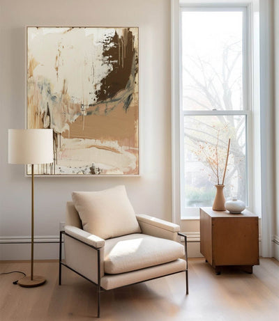 Wabi-sabi Beige Abstract Wall Art Neutral Beige Texture Painting Large Beige Abstract Painting