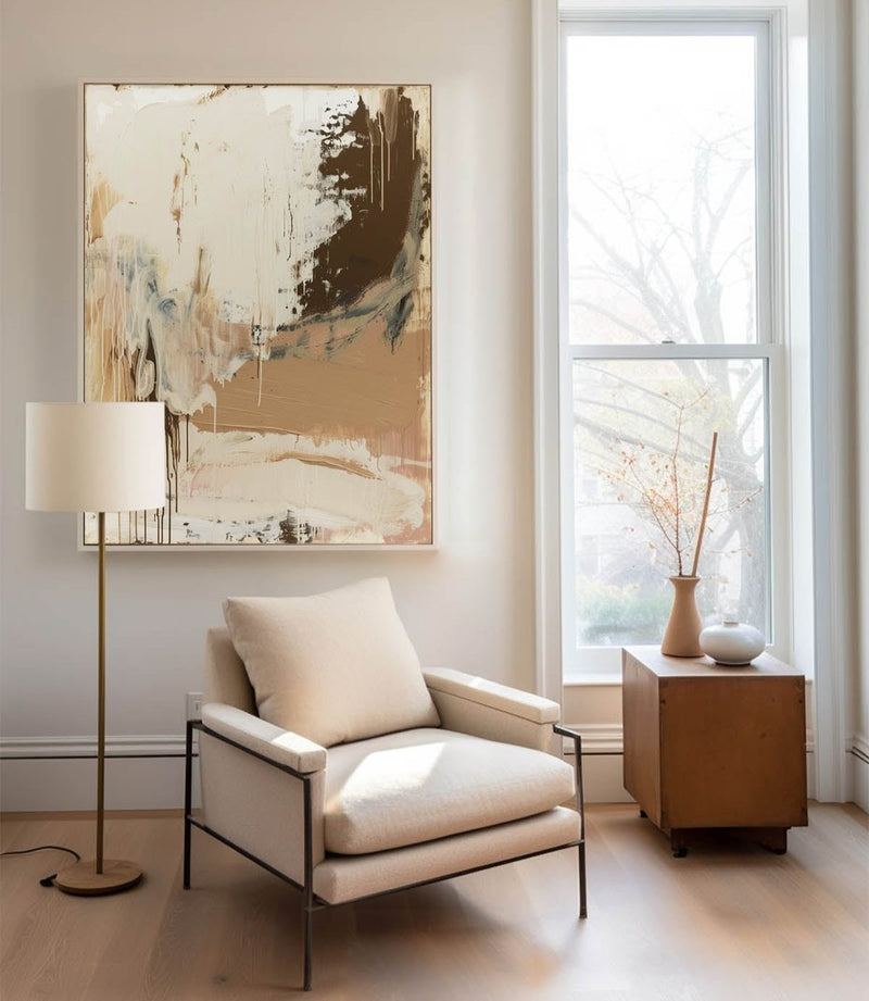 Wabi-sabi Beige Abstract Wall Art Neutral Beige Texture Painting Large Beige Abstract Painting