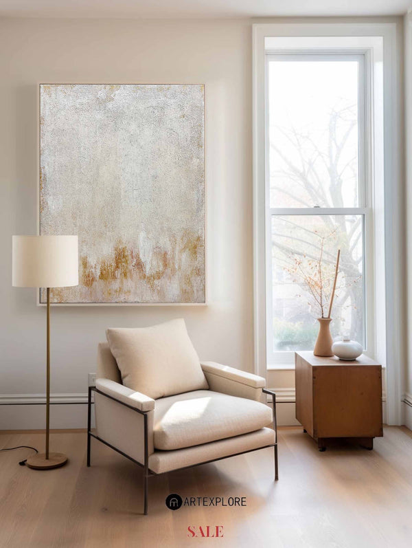 Original Beige White Abstract Canvas Art Contemporary Art Modern Abstract Painting On Canvas Acrylic Large Abstract Canvas Wall Art