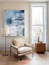 Large Blue Acrylic Abstract Painting Abstract Seascape Paintings Modern Abstract Painting