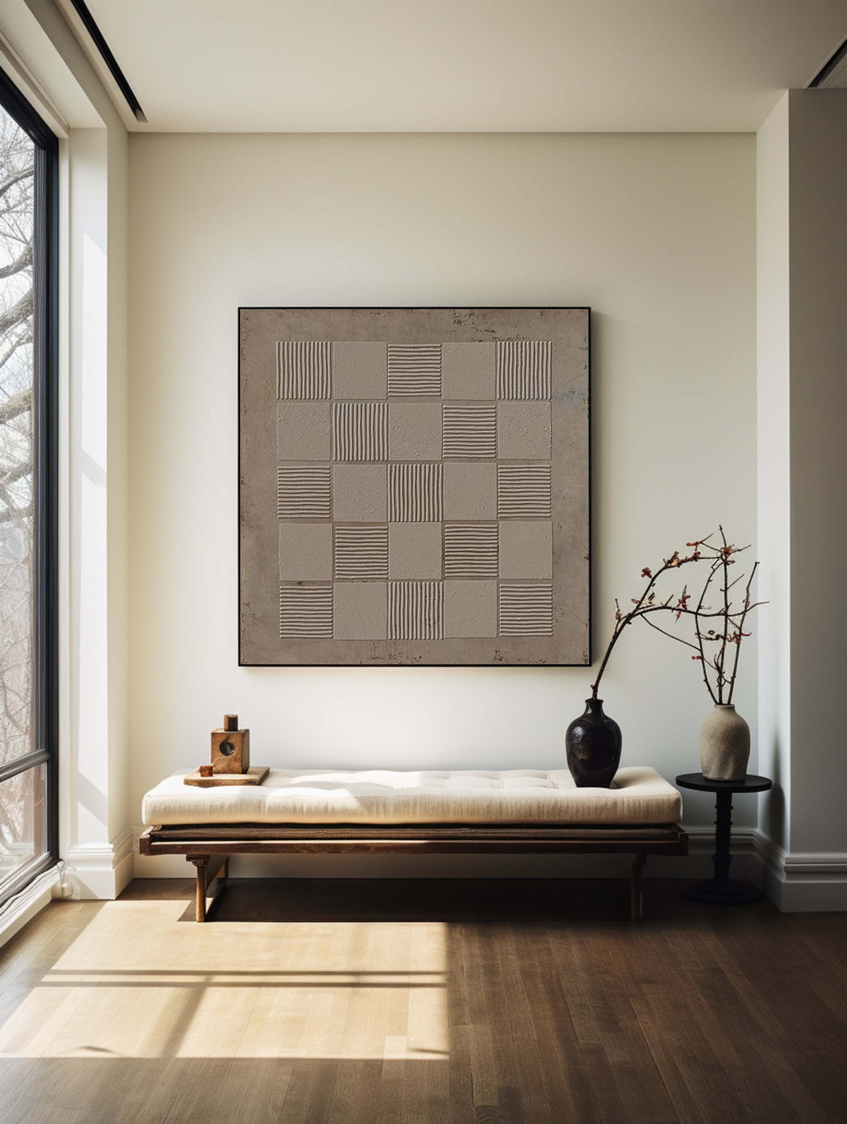 Wabi-sabi Brown Minimalist Wall Art Rich 3D Textured Canvas Art Minimalist Wall Art 