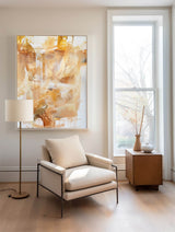 Large White Yellow Minimalist Wall Art Bright Color Wall Art Painting Custom Handmade Art Painting