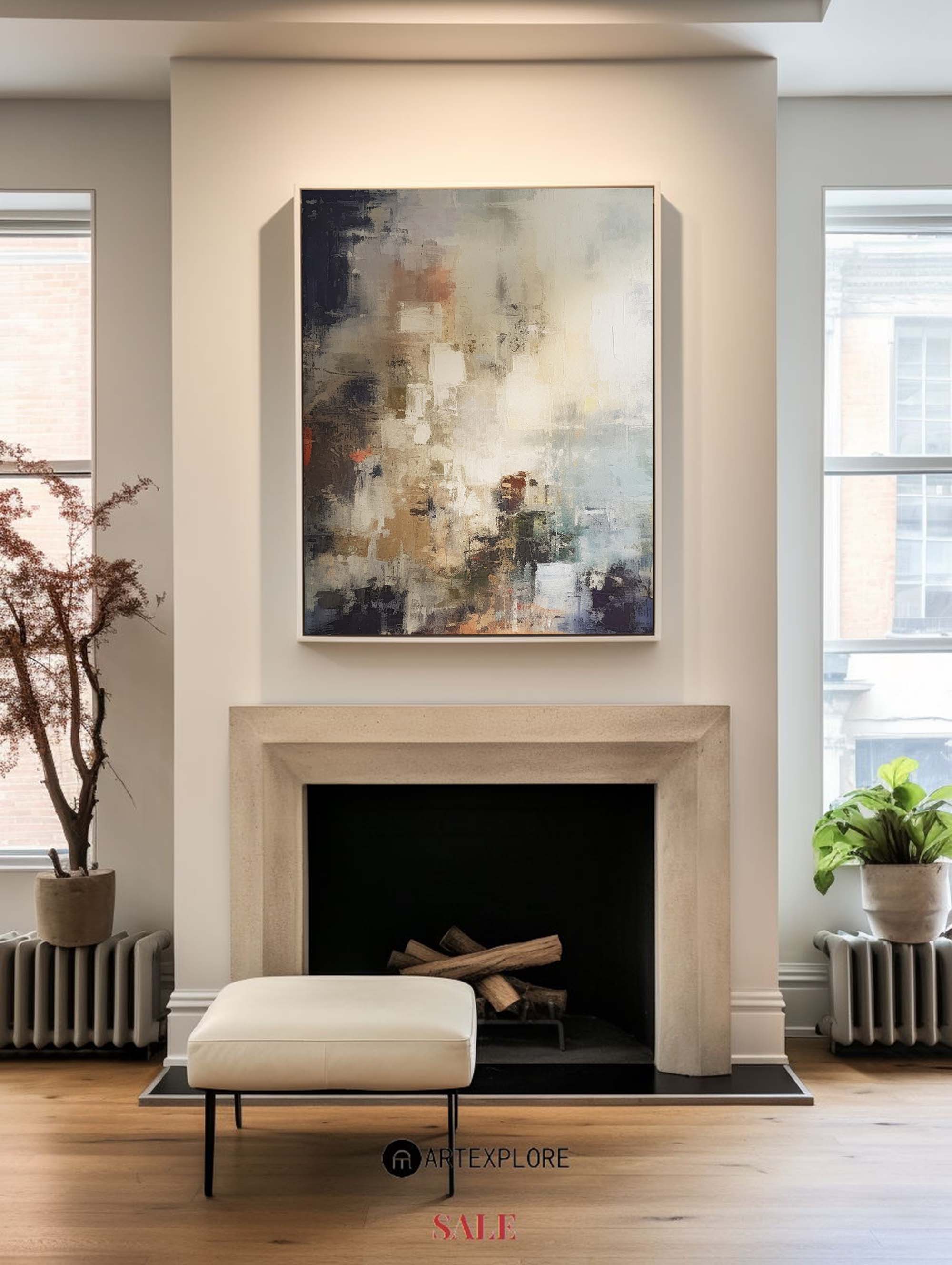 Colorful Abstract Painting Colorful Minimalist Painting Large Colorful Livingroom Painting 