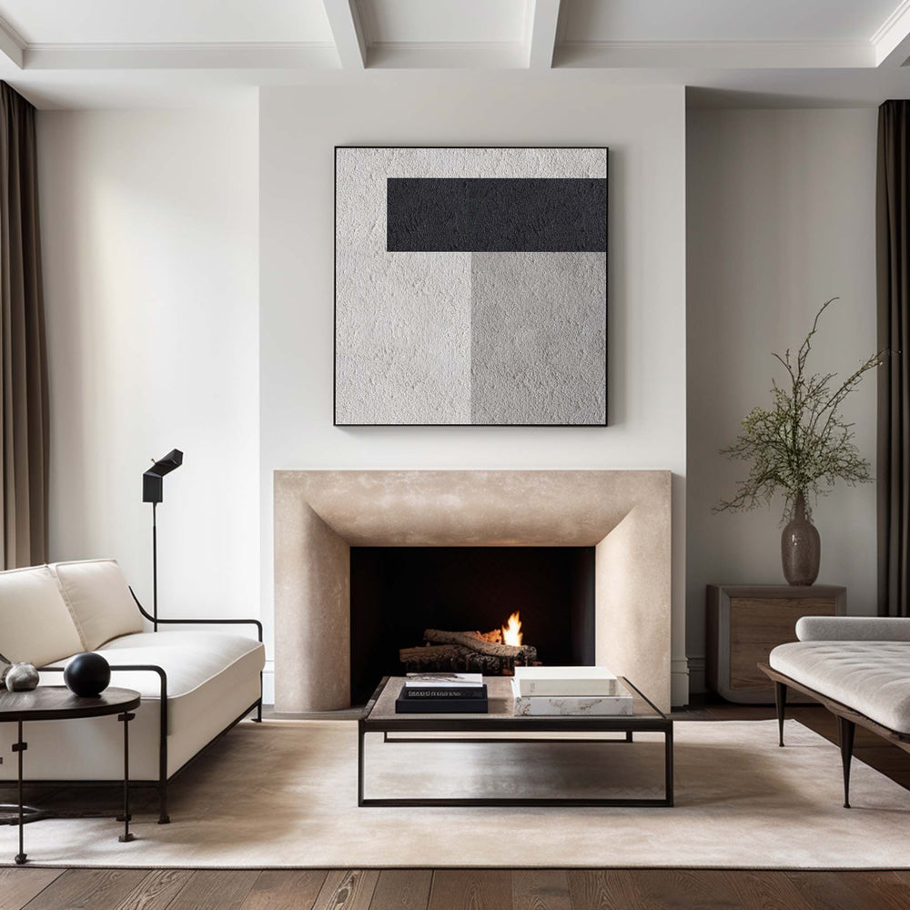 Geometric Painting Black And White Cool Modern Abstract Minimalist Painting