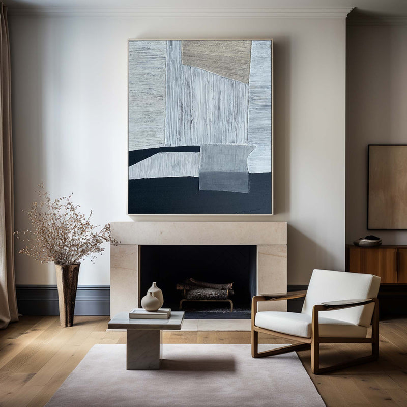 Extra large black and brown minimalist abstract artabstract acrylic painting for living room