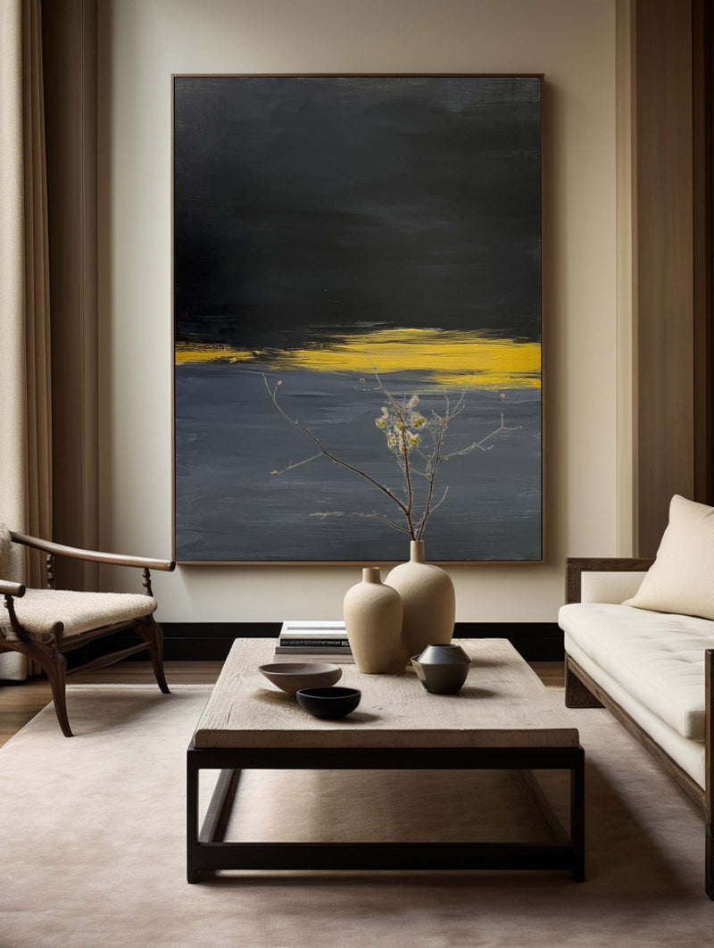 Black Minimalist Wall Art Modern Abstract Large Oil Painting On Canvas Livingroom Wall Art For Sale