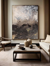 Brown Abstract Art Modern Abstract Extra Large Vertical Wall Art Framed