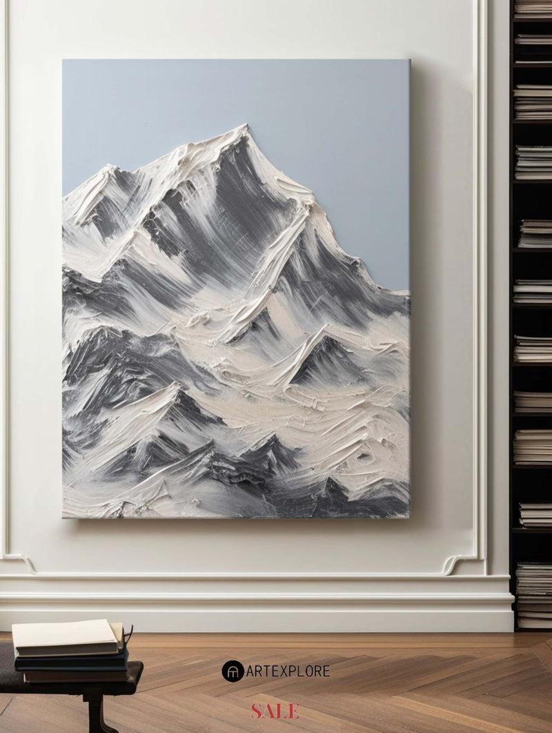 Snow Mountain Plaster Painting Mountain Art White Snow Mountain Landscape Painting For Sale