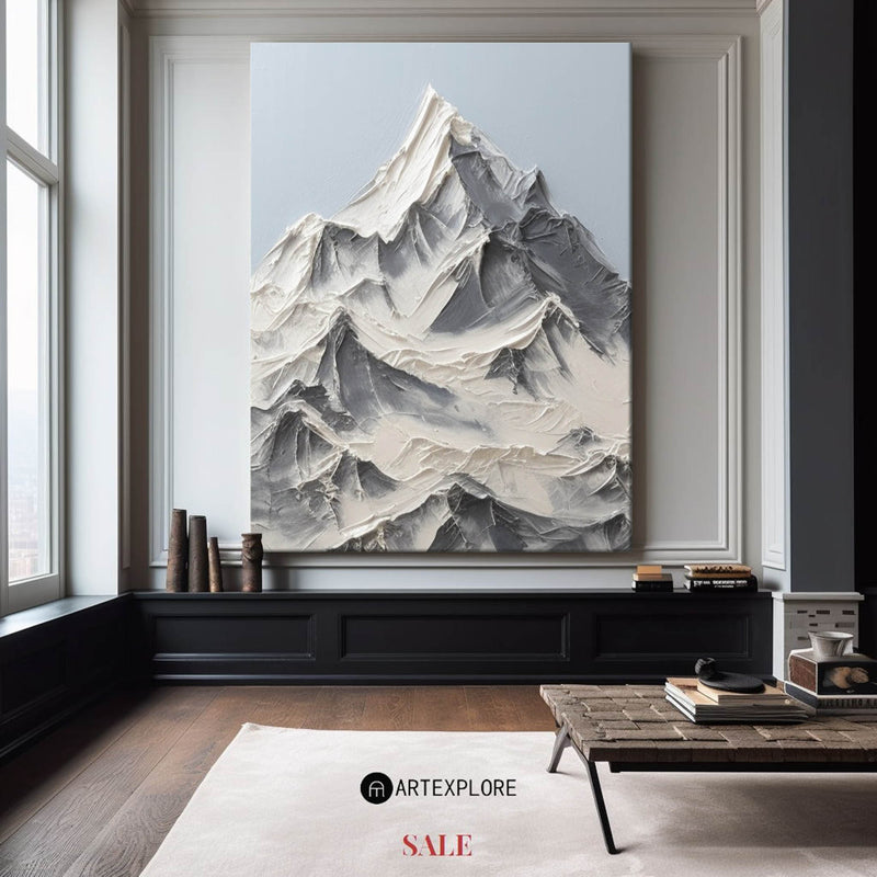 Snow Mountain Painting Rich Textured Mountain Art White Snow Mountain Landscape Painting