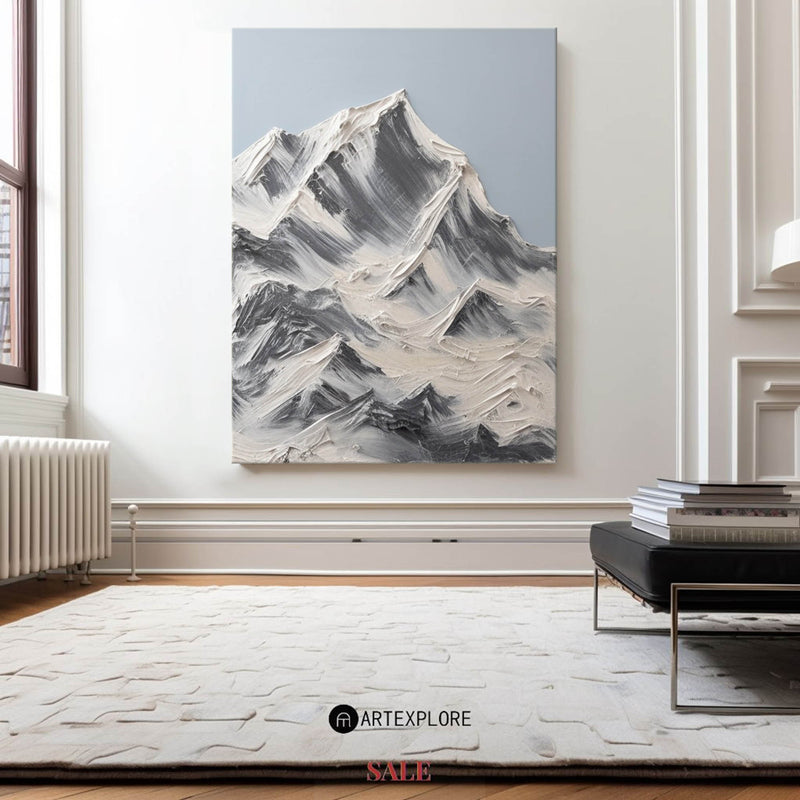 Snow Mountain Plaster Painting Mountain Art White Snow Mountain Landscape Painting For Sale