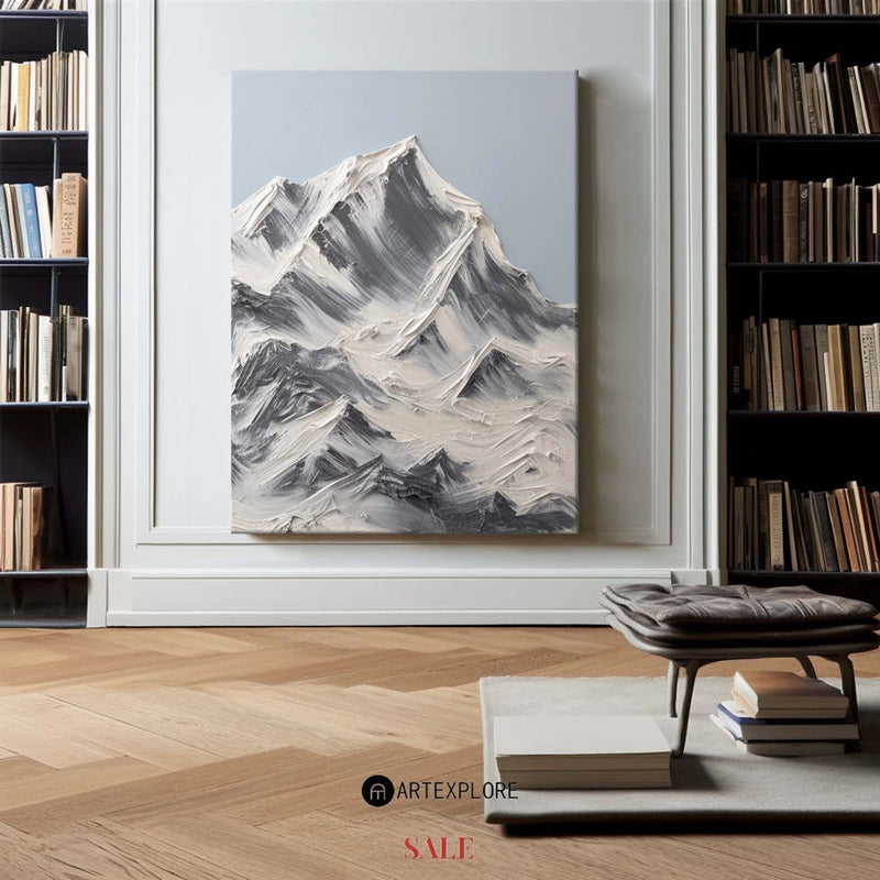 Snow Mountain Plaster Painting Mountain Art White Snow Mountain Landscape Painting For Sale