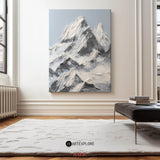 Large Snow Mountain Plaster Painting Mountain Art Blue White Snow Mountain Canvas Painting