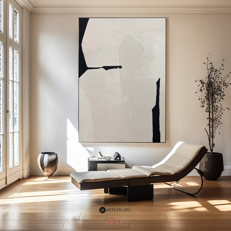 Modern Black And White Abstract Canvas Wall Art Minimalist Art Minimalist Painting For Livingroom