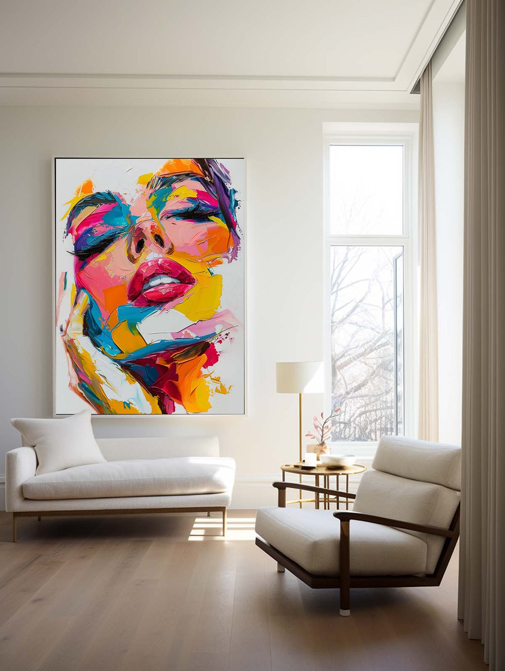 Abstract Girl's Face Wall Art Colorful abstract Art Minimalist Apartment Decor For Sale