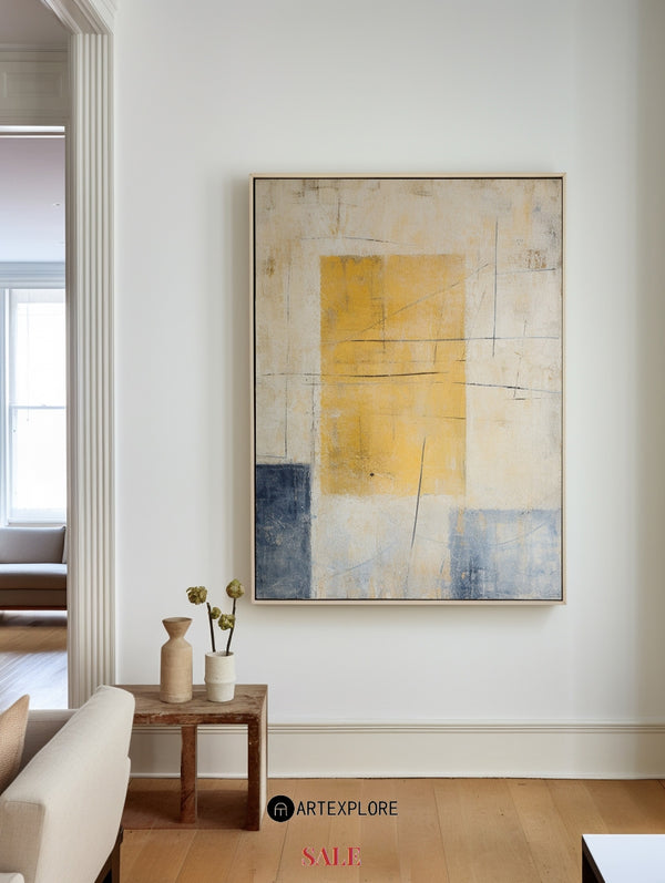 Wabi-Sabi Beige Painting, Japandi Interior Wall Art Large Minimalist Canvas Wall Art For Sale