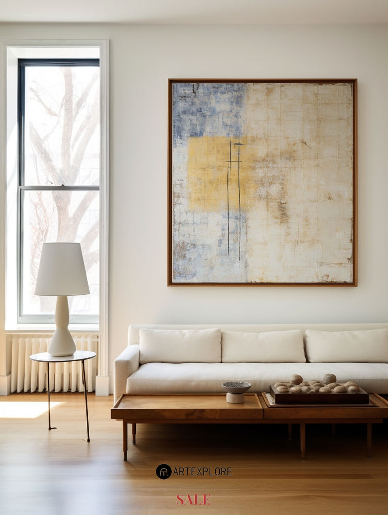 Wabi-sabi Dark Beige Painting Japandi Canvas Painting Interior Painting Large Abstract Wall Art