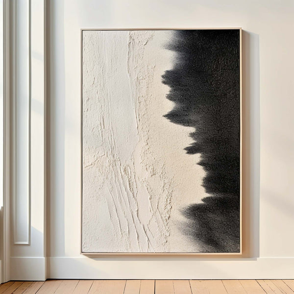 Black And Beige Minimalsit Painting Black Seashore Wall Art Painting Textured Art Painting For Sale