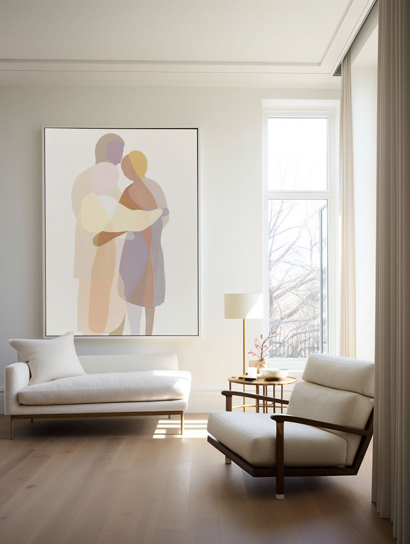 Original Portrait Painting Abstract Lovers Painting Modern Lovers Canvas Wall Art For Sale