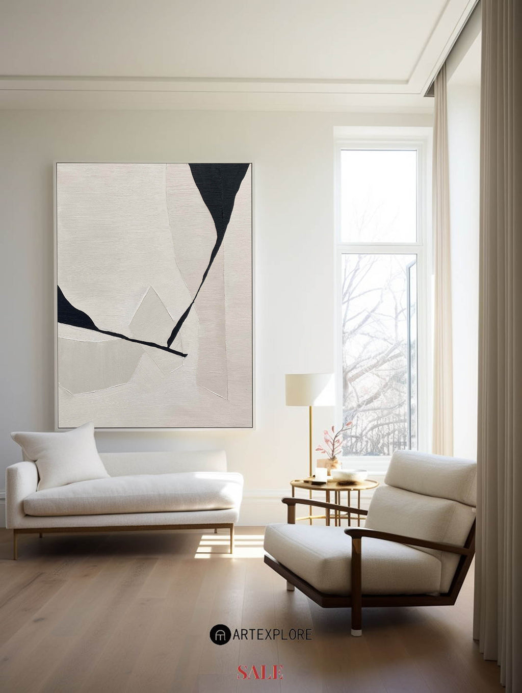 Modern Black And White Abstract Canvas Wall Art Minimalist Art ...