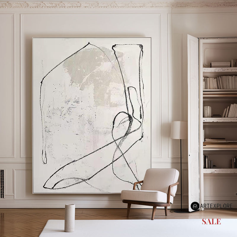 White Abstract Painting White Minimalist Painting Large White Abstract Painting For Sale