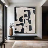 Modern Minimalist Painting Black And White Abstract Canvas Wall Art Minimalist Art For Sale