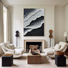 Black And White Plaster Painting Black Seashore Wall Art Painting Plaster Textured Art Painting