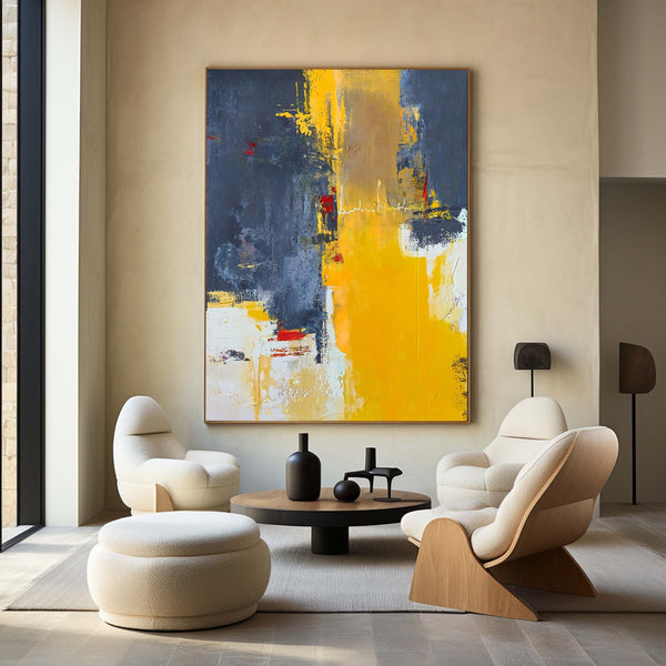 Orange Abstract Painting Large Modern Wall Art Yellow Abstract Art 