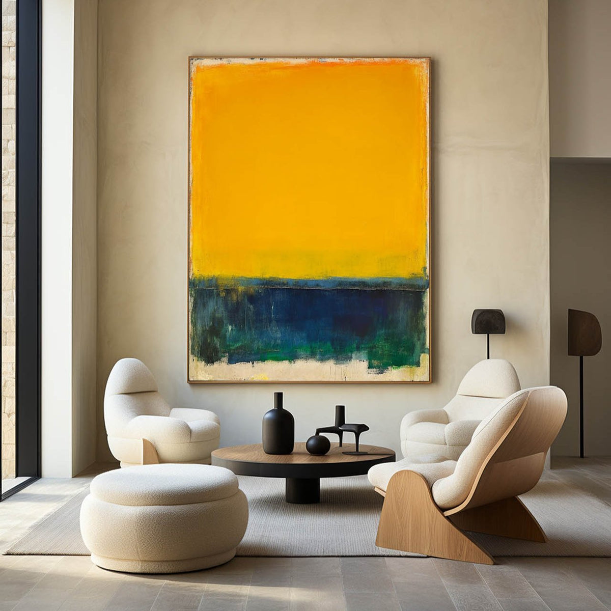Bright Yellow Canvas Wall Art Modern Vibrant Rothko Wall Art Large