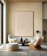 Modern Beige Abstract Canvas Wall Art  Minimalist Painting Thick Plaster Texture Painting