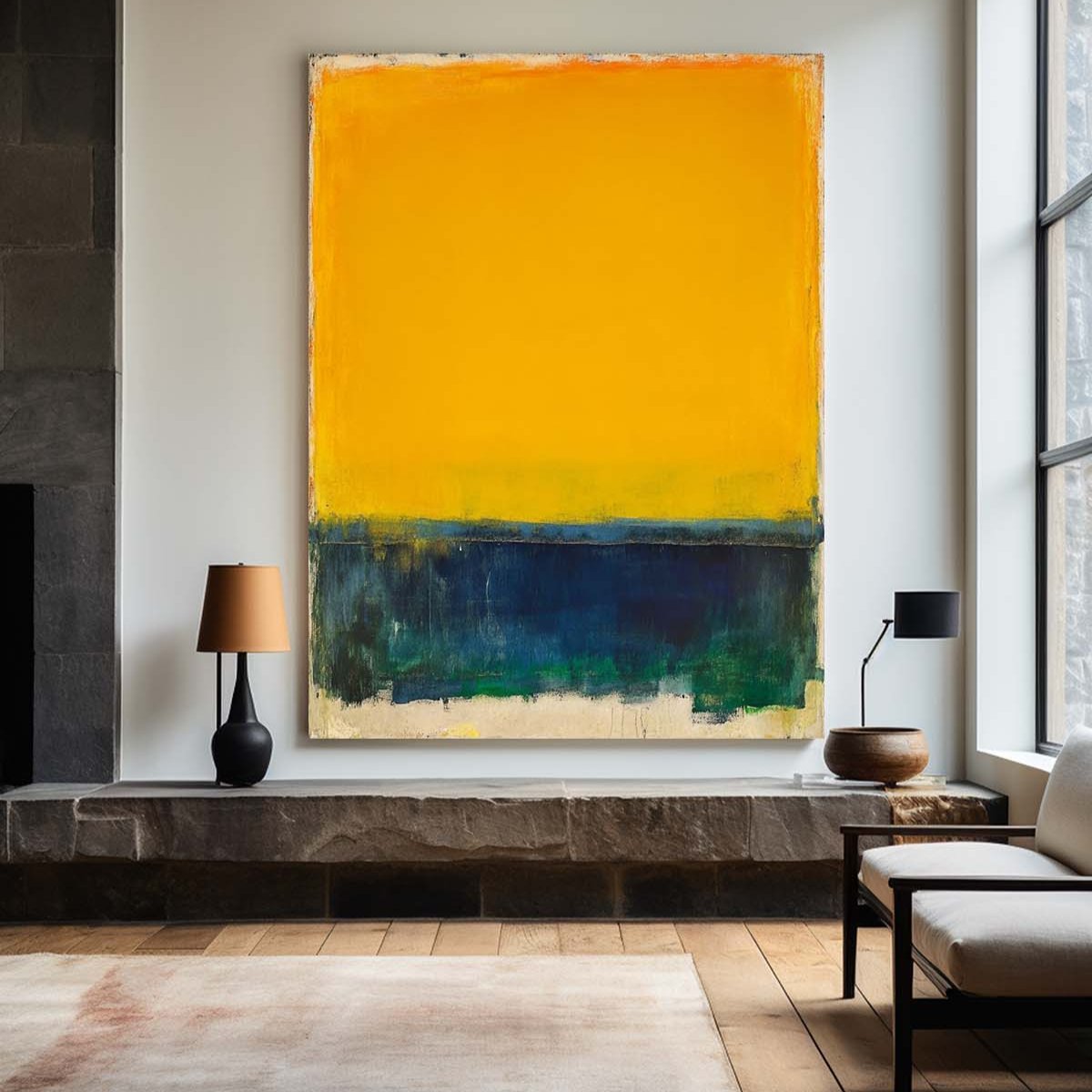 Bright Yellow Canvas Wall Art Modern Vibrant Rothko Wall Art Large