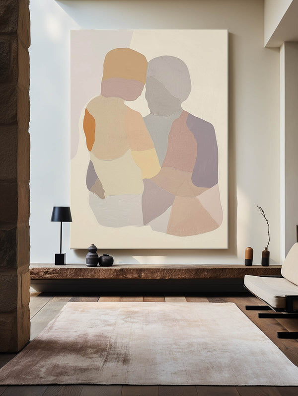 Original Abstract Canvas Romantic Painting Loving Couple Modern Abstract Wall Art For Livingroom