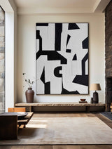 Modern Black And White Abstract Canvas Wall Art Minimalist Art Minimalist Painting For Livingroom