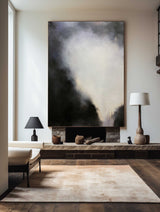 Black And Grey Abstract Wall Art Large Acrylic Painting Modern Abstract Artwork For Livingroom