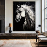White Horse Oil Painting Modern Horse Portrait Art Painting Steed Painting Horse Art For Wall Decor