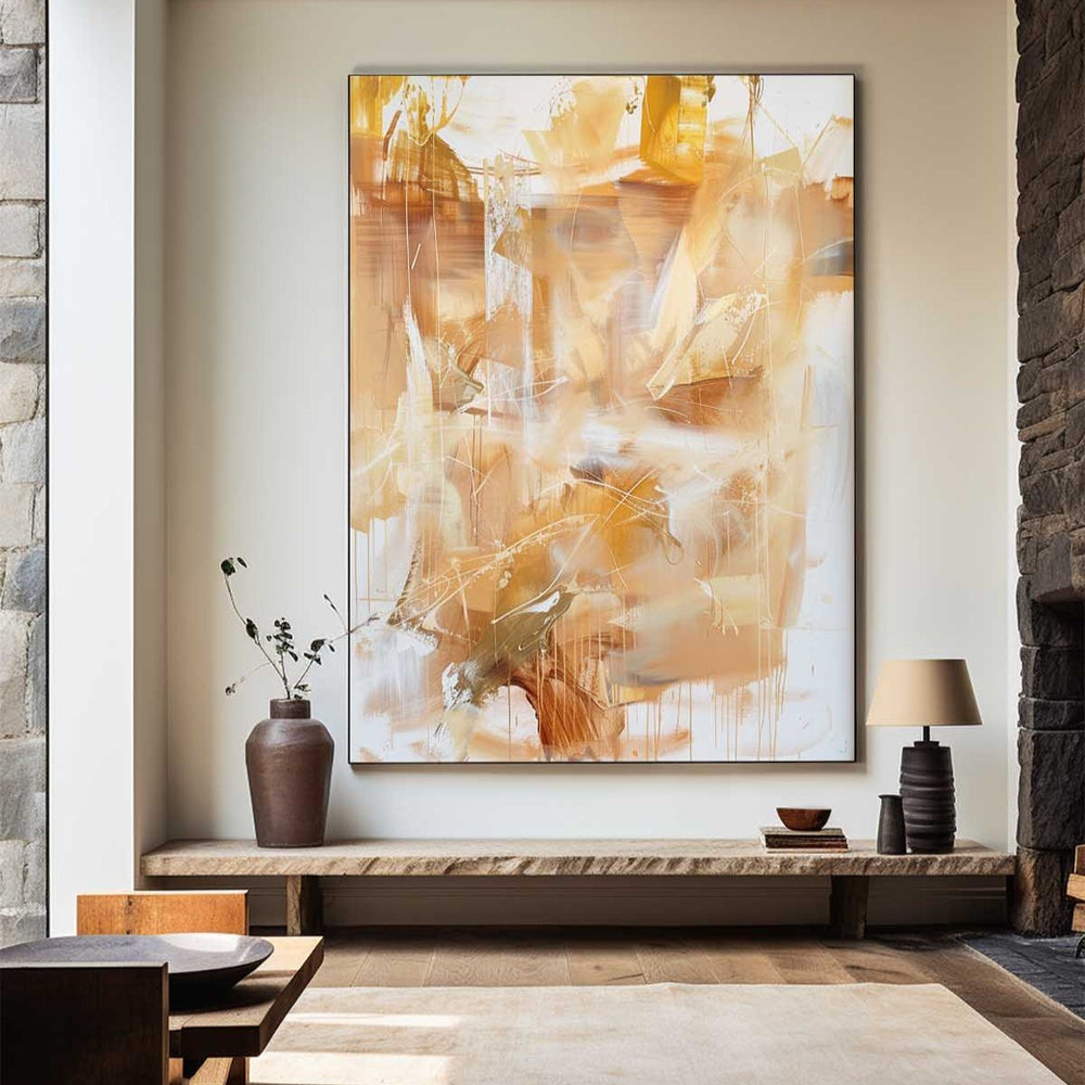 Large White Yellow Minimalist Wall Art Bright Color Wall Art Painting Custom Handmade Art Painting