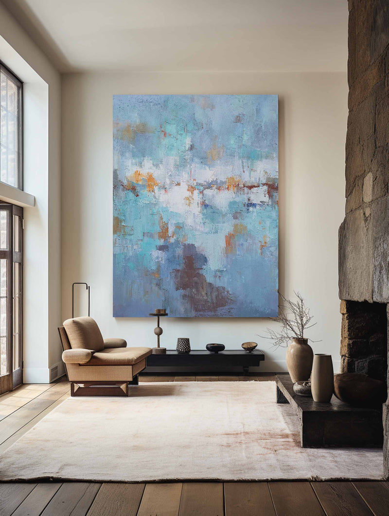 Big Acrylic Seascape Abstract Paintings Extra Large Coastal Wall Art Canvas