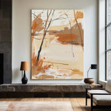 Minimalist Bright Color Wall Art Light Beige Canvas Art Original Painting  Abstract Painting