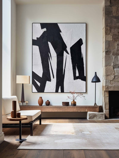 Modern Black And White Abstract Canvas Wall Art Minimalist Art Minimalist Painting For Livingroom
